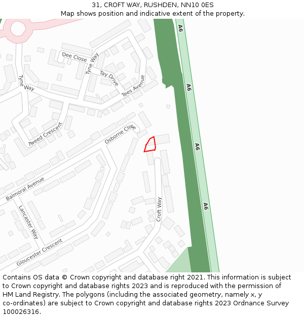 31, CROFT WAY, RUSHDEN, NN10 0ES: Location map and indicative extent of plot