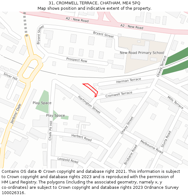 31, CROMWELL TERRACE, CHATHAM, ME4 5PQ: Location map and indicative extent of plot