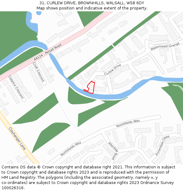 31, CURLEW DRIVE, BROWNHILLS, WALSALL, WS8 6DY: Location map and indicative extent of plot