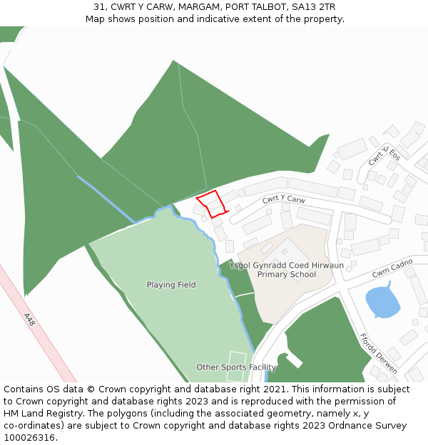 31, CWRT Y CARW, MARGAM, PORT TALBOT, SA13 2TR: Location map and indicative extent of plot