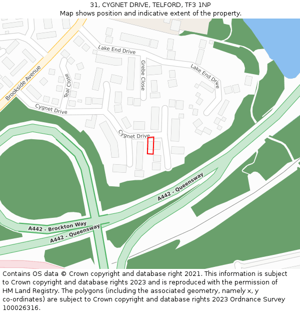 31, CYGNET DRIVE, TELFORD, TF3 1NP: Location map and indicative extent of plot
