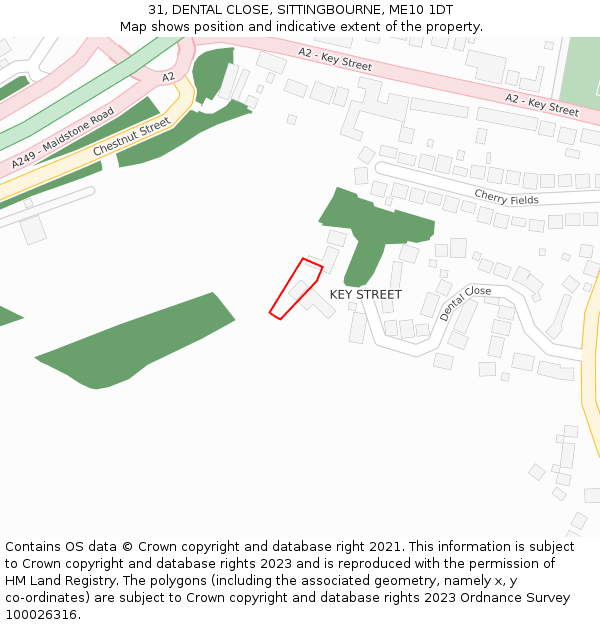 31, DENTAL CLOSE, SITTINGBOURNE, ME10 1DT: Location map and indicative extent of plot