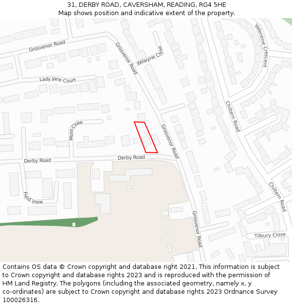 31, DERBY ROAD, CAVERSHAM, READING, RG4 5HE: Location map and indicative extent of plot