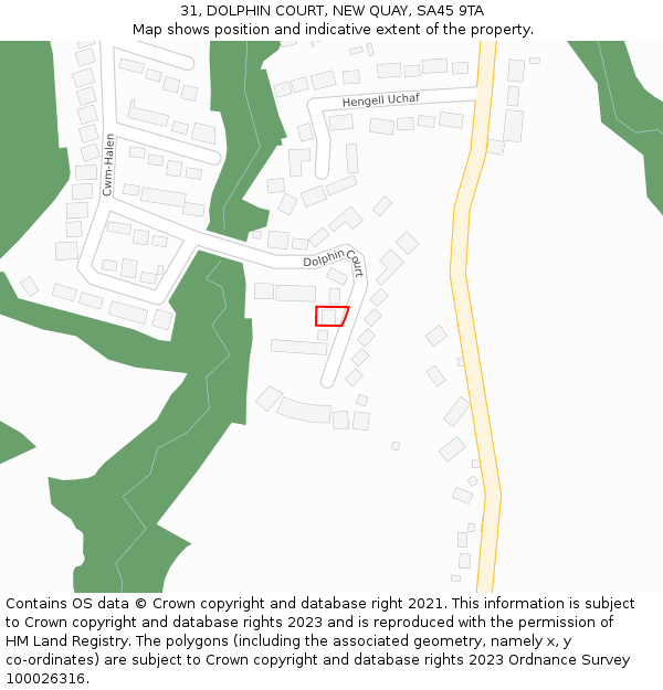 31, DOLPHIN COURT, NEW QUAY, SA45 9TA: Location map and indicative extent of plot