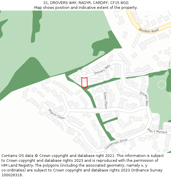 31, DROVERS WAY, RADYR, CARDIFF, CF15 8GG: Location map and indicative extent of plot