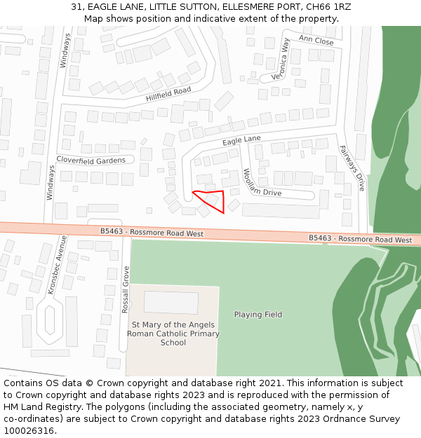 31, EAGLE LANE, LITTLE SUTTON, ELLESMERE PORT, CH66 1RZ: Location map and indicative extent of plot