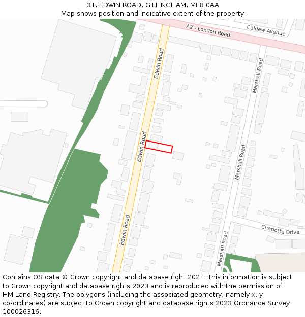 31, EDWIN ROAD, GILLINGHAM, ME8 0AA: Location map and indicative extent of plot