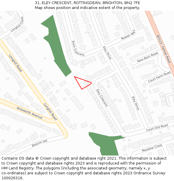 31, ELEY CRESCENT, ROTTINGDEAN, BRIGHTON, BN2 7FE: Location map and indicative extent of plot