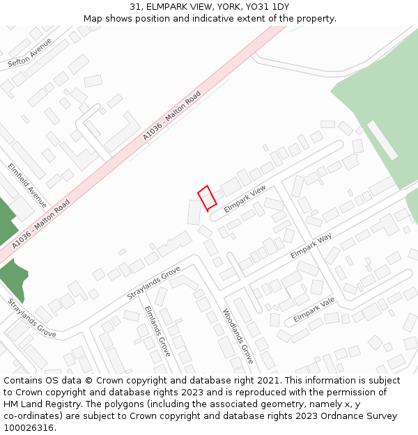 31, ELMPARK VIEW, YORK, YO31 1DY: Location map and indicative extent of plot