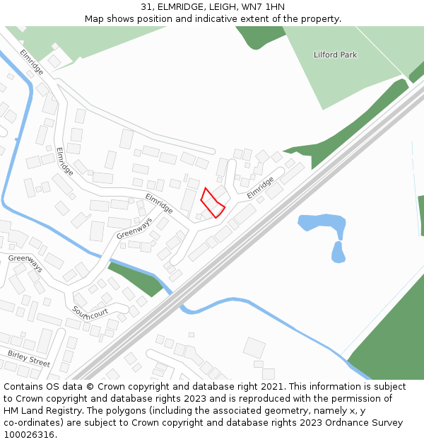 31, ELMRIDGE, LEIGH, WN7 1HN: Location map and indicative extent of plot