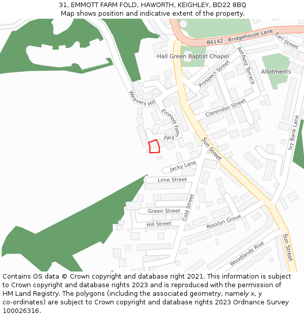 31, EMMOTT FARM FOLD, HAWORTH, KEIGHLEY, BD22 8BQ: Location map and indicative extent of plot