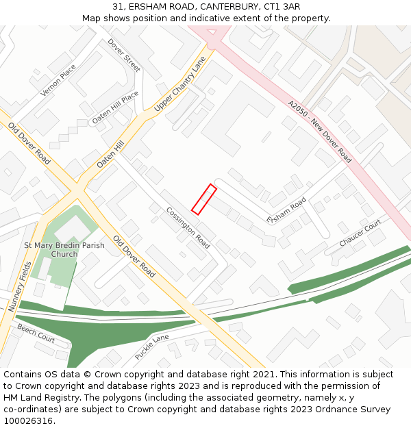 31, ERSHAM ROAD, CANTERBURY, CT1 3AR: Location map and indicative extent of plot