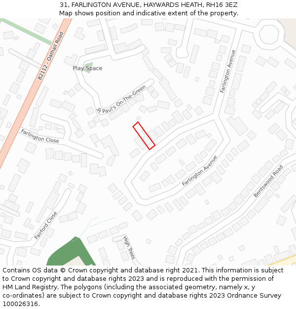 31, FARLINGTON AVENUE, HAYWARDS HEATH, RH16 3EZ: Location map and indicative extent of plot