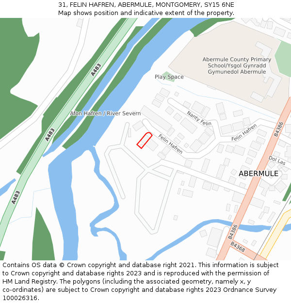 31, FELIN HAFREN, ABERMULE, MONTGOMERY, SY15 6NE: Location map and indicative extent of plot