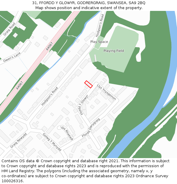 31, FFORDD Y GLOWYR, GODRERGRAIG, SWANSEA, SA9 2BQ: Location map and indicative extent of plot