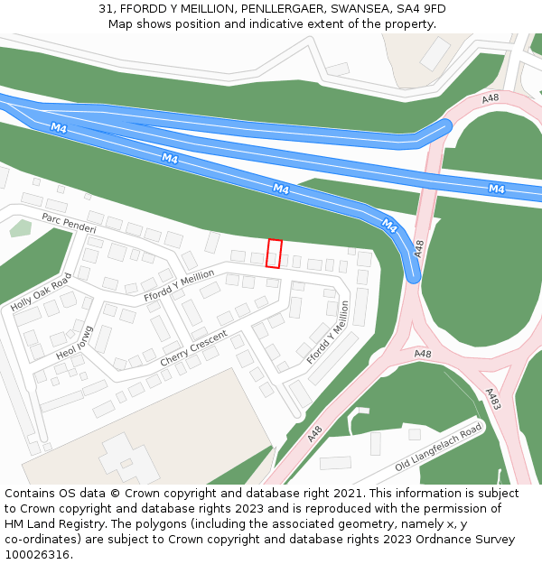 31, FFORDD Y MEILLION, PENLLERGAER, SWANSEA, SA4 9FD: Location map and indicative extent of plot
