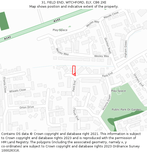 31, FIELD END, WITCHFORD, ELY, CB6 2XE: Location map and indicative extent of plot