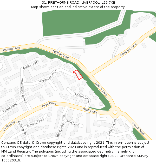 31, FIRETHORNE ROAD, LIVERPOOL, L26 7XE: Location map and indicative extent of plot