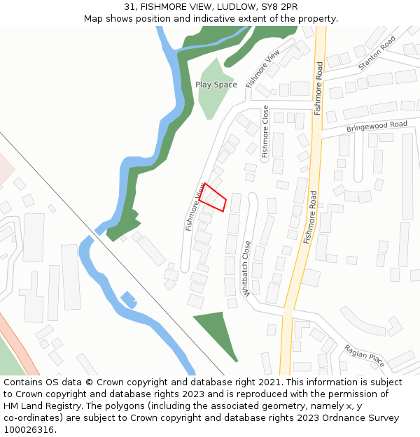 31, FISHMORE VIEW, LUDLOW, SY8 2PR: Location map and indicative extent of plot