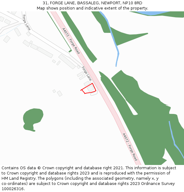 31, FORGE LANE, BASSALEG, NEWPORT, NP10 8RD: Location map and indicative extent of plot