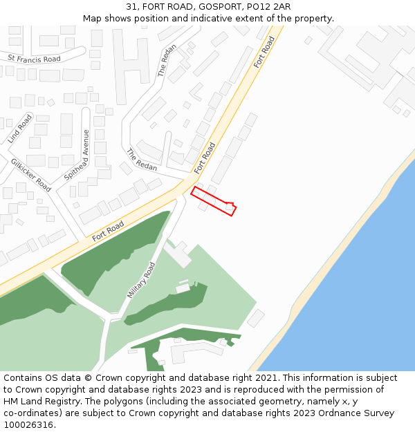 31, FORT ROAD, GOSPORT, PO12 2AR: Location map and indicative extent of plot