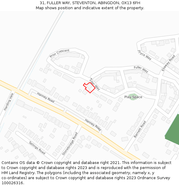 31, FULLER WAY, STEVENTON, ABINGDON, OX13 6FH: Location map and indicative extent of plot