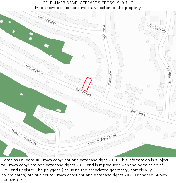 31, FULMER DRIVE, GERRARDS CROSS, SL9 7HG: Location map and indicative extent of plot