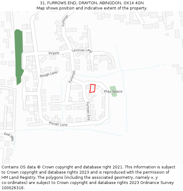 31, FURROWS END, DRAYTON, ABINGDON, OX14 4GN: Location map and indicative extent of plot