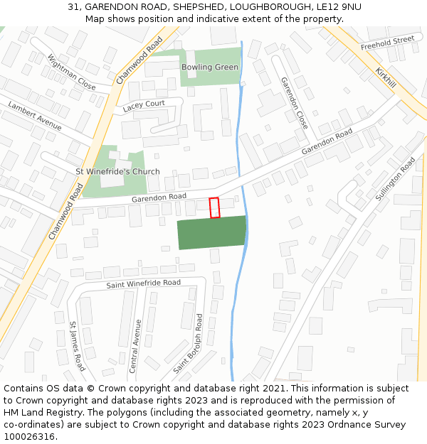 31, GARENDON ROAD, SHEPSHED, LOUGHBOROUGH, LE12 9NU: Location map and indicative extent of plot