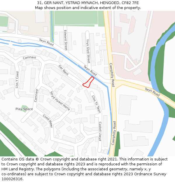 31, GER NANT, YSTRAD MYNACH, HENGOED, CF82 7FE: Location map and indicative extent of plot