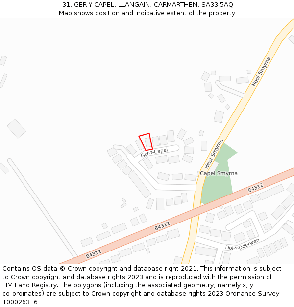 31, GER Y CAPEL, LLANGAIN, CARMARTHEN, SA33 5AQ: Location map and indicative extent of plot