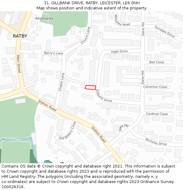 31, GILLBANK DRIVE, RATBY, LEICESTER, LE6 0NH: Location map and indicative extent of plot