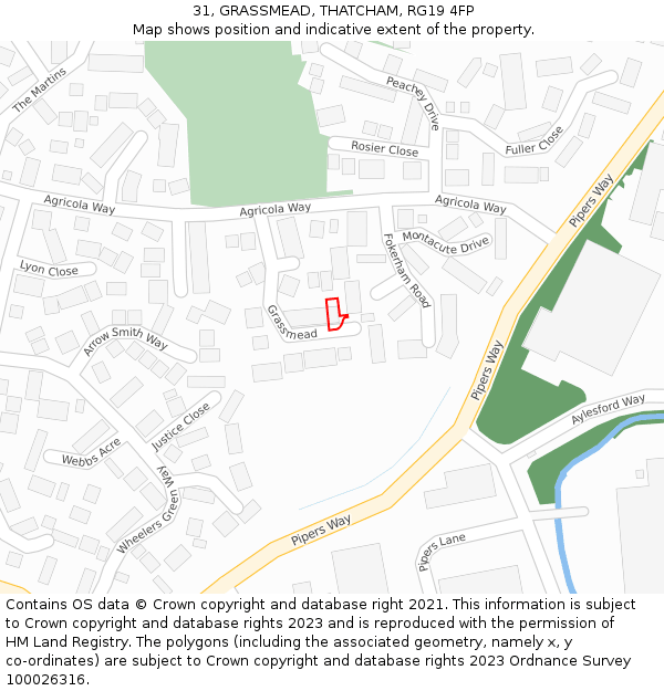 31, GRASSMEAD, THATCHAM, RG19 4FP: Location map and indicative extent of plot