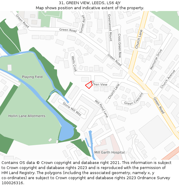 31, GREEN VIEW, LEEDS, LS6 4JY: Location map and indicative extent of plot