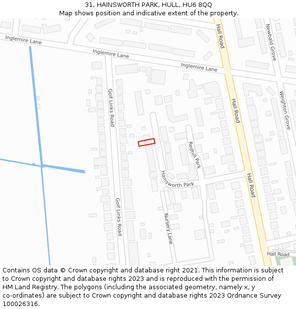 31, HAINSWORTH PARK, HULL, HU6 8QQ: Location map and indicative extent of plot