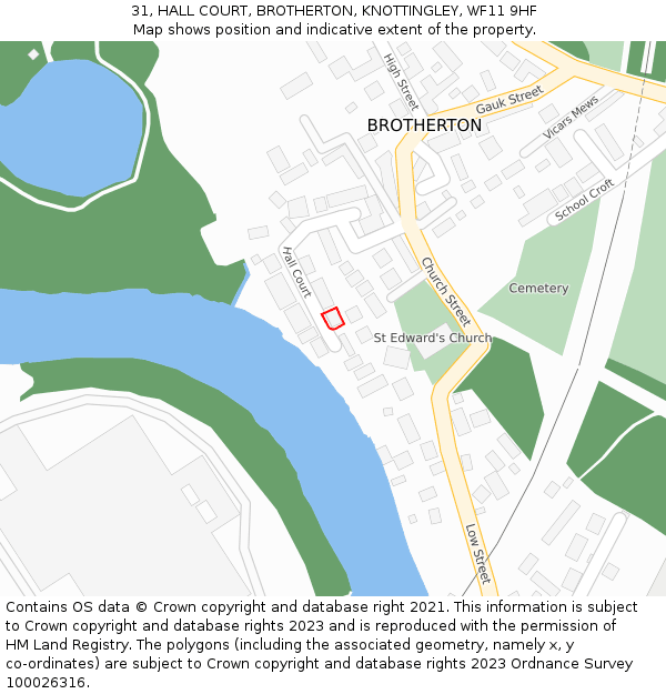 31, HALL COURT, BROTHERTON, KNOTTINGLEY, WF11 9HF: Location map and indicative extent of plot