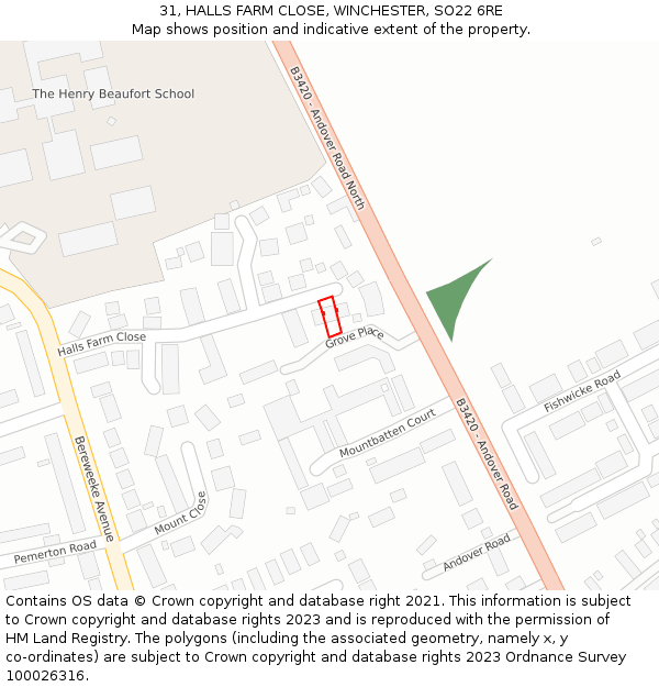 31, HALLS FARM CLOSE, WINCHESTER, SO22 6RE: Location map and indicative extent of plot