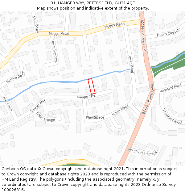 31, HANGER WAY, PETERSFIELD, GU31 4QE: Location map and indicative extent of plot