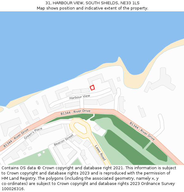 31, HARBOUR VIEW, SOUTH SHIELDS, NE33 1LS: Location map and indicative extent of plot