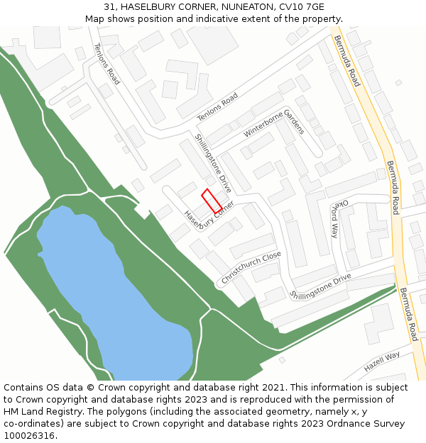 31, HASELBURY CORNER, NUNEATON, CV10 7GE: Location map and indicative extent of plot