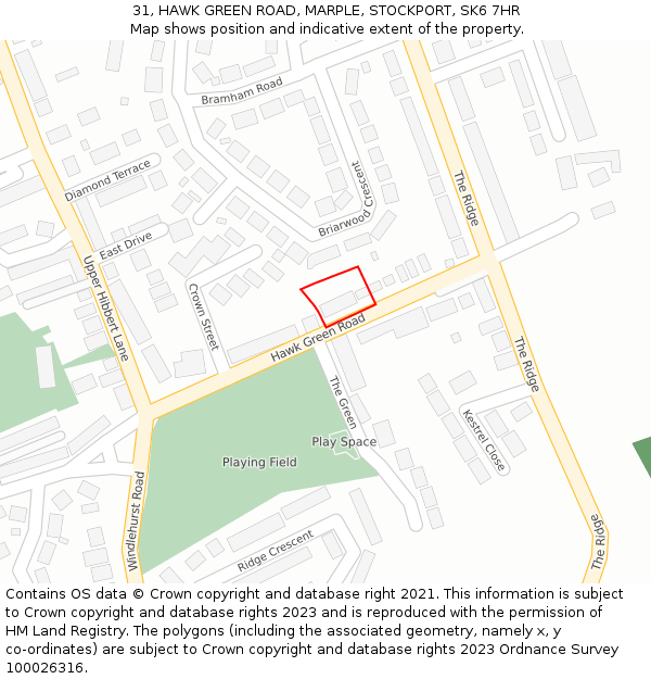 31, HAWK GREEN ROAD, MARPLE, STOCKPORT, SK6 7HR: Location map and indicative extent of plot