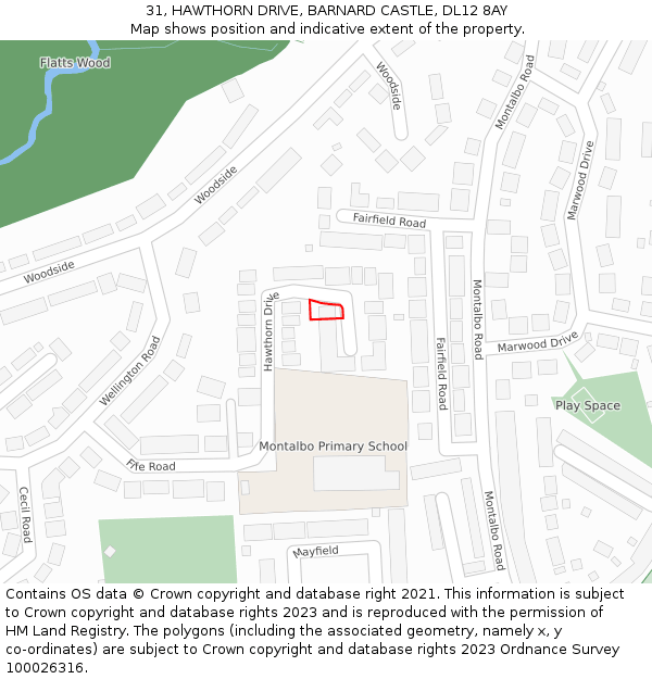 31, HAWTHORN DRIVE, BARNARD CASTLE, DL12 8AY: Location map and indicative extent of plot