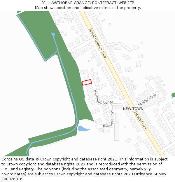 31, HAWTHORNE GRANGE, PONTEFRACT, WF8 1TP: Location map and indicative extent of plot
