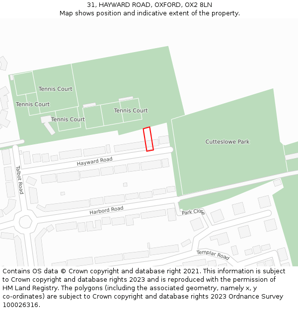 31, HAYWARD ROAD, OXFORD, OX2 8LN: Location map and indicative extent of plot