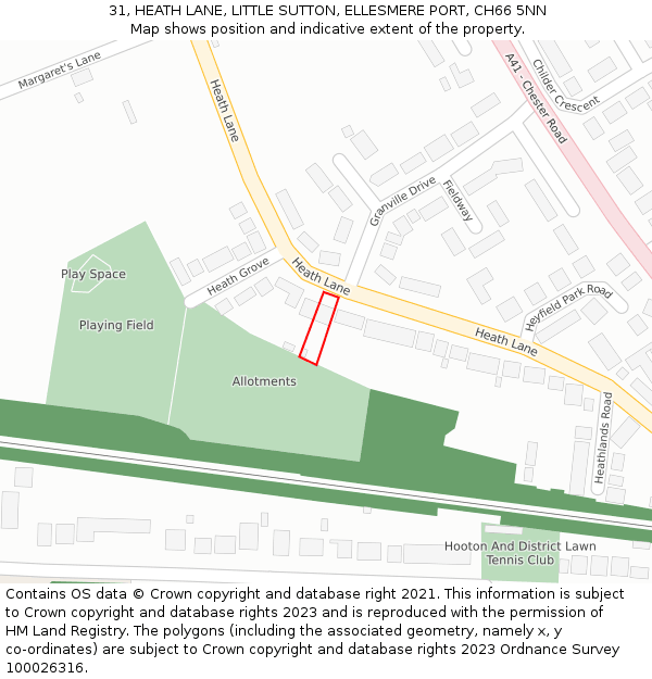 31, HEATH LANE, LITTLE SUTTON, ELLESMERE PORT, CH66 5NN: Location map and indicative extent of plot