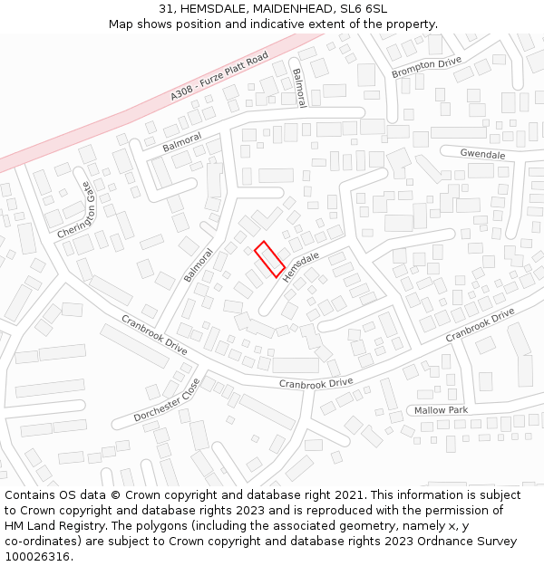 31, HEMSDALE, MAIDENHEAD, SL6 6SL: Location map and indicative extent of plot