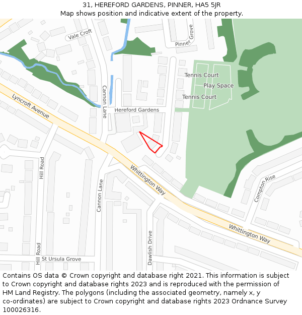 31, HEREFORD GARDENS, PINNER, HA5 5JR: Location map and indicative extent of plot