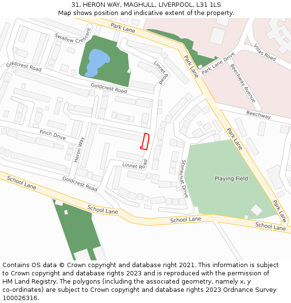 31, HERON WAY, MAGHULL, LIVERPOOL, L31 1LS: Location map and indicative extent of plot