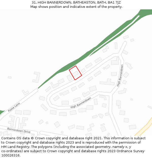 31, HIGH BANNERDOWN, BATHEASTON, BATH, BA1 7JZ: Location map and indicative extent of plot