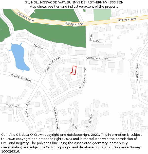 31, HOLLINGSWOOD WAY, SUNNYSIDE, ROTHERHAM, S66 3ZN: Location map and indicative extent of plot